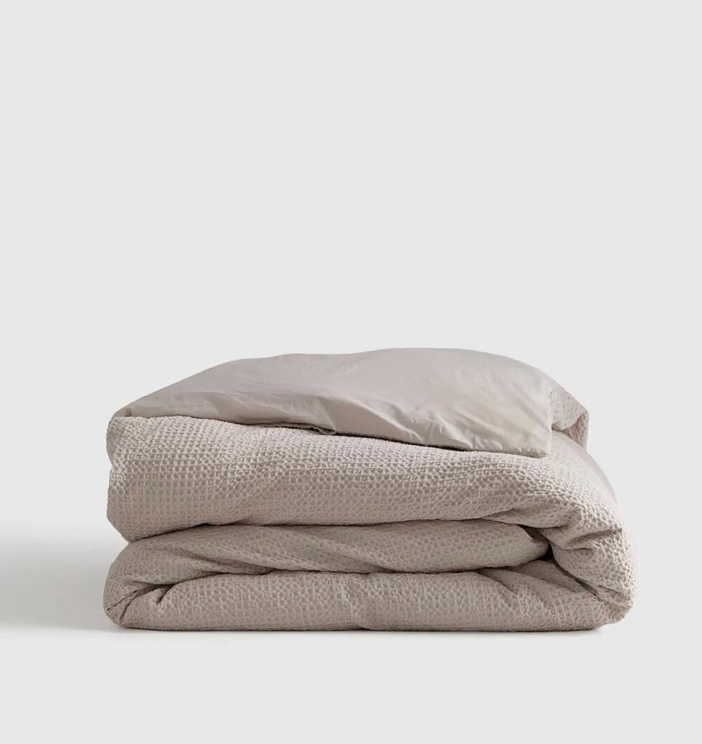 Quince Organic Luxe Honeycomb Duvet Cover Set King/Cal King Sand NWT